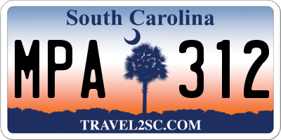 SC license plate MPA312