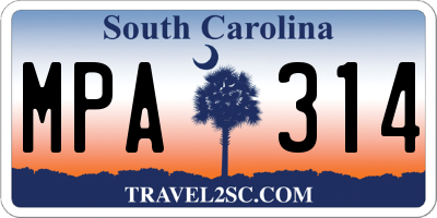 SC license plate MPA314