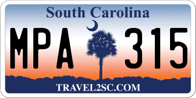 SC license plate MPA315