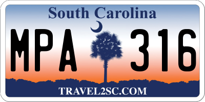 SC license plate MPA316