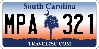SC license plate MPA321