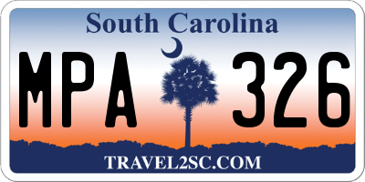 SC license plate MPA326