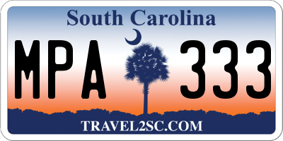 SC license plate MPA333
