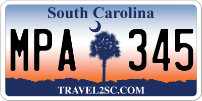 SC license plate MPA345