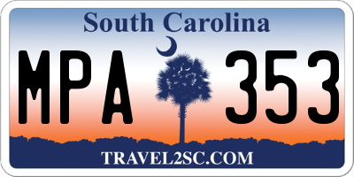 SC license plate MPA353