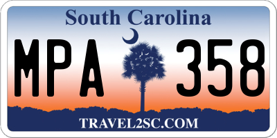 SC license plate MPA358
