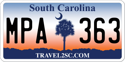 SC license plate MPA363