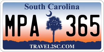SC license plate MPA365