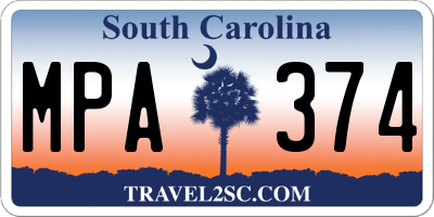 SC license plate MPA374