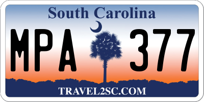 SC license plate MPA377