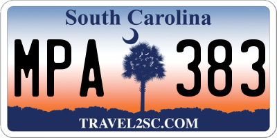 SC license plate MPA383