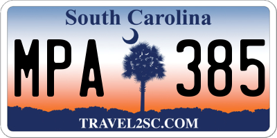 SC license plate MPA385