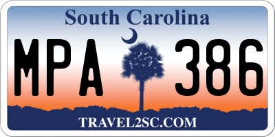 SC license plate MPA386