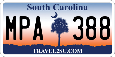 SC license plate MPA388