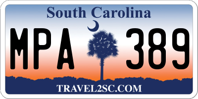 SC license plate MPA389