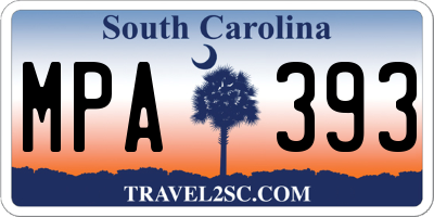 SC license plate MPA393