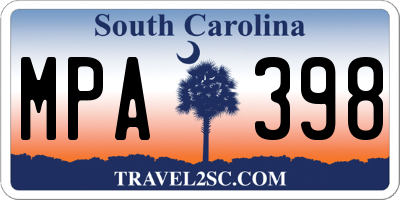 SC license plate MPA398