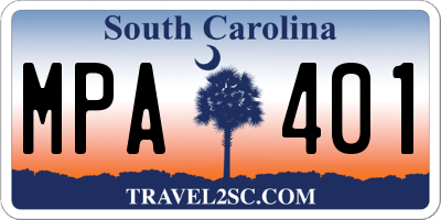 SC license plate MPA401
