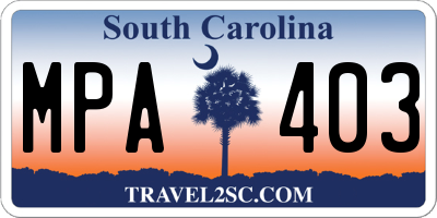 SC license plate MPA403