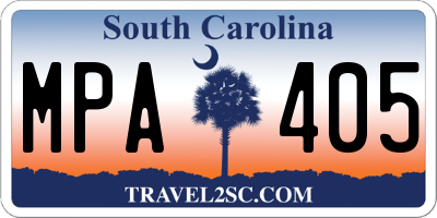 SC license plate MPA405