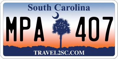 SC license plate MPA407