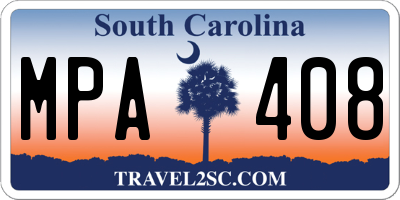 SC license plate MPA408