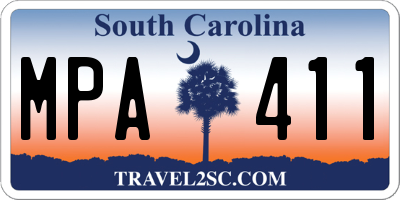 SC license plate MPA411