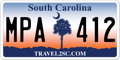 SC license plate MPA412