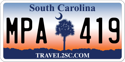 SC license plate MPA419