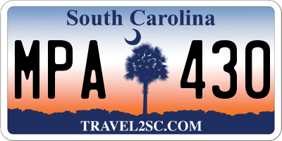 SC license plate MPA430
