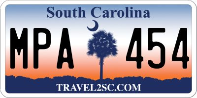 SC license plate MPA454