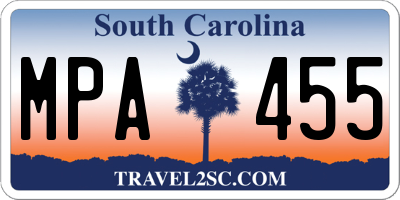 SC license plate MPA455