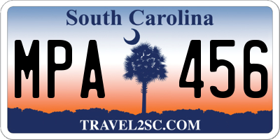 SC license plate MPA456