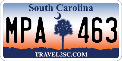 SC license plate MPA463