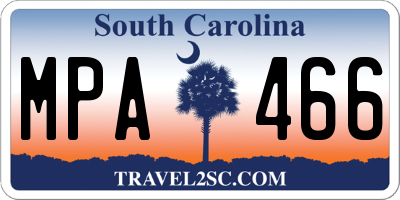 SC license plate MPA466