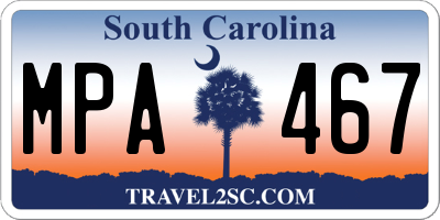 SC license plate MPA467