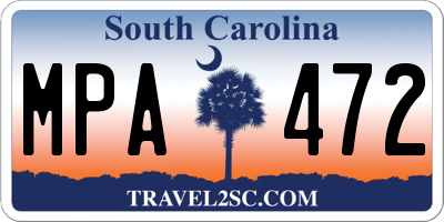 SC license plate MPA472