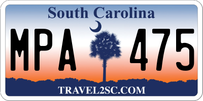 SC license plate MPA475