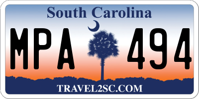 SC license plate MPA494