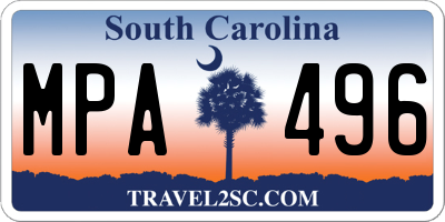 SC license plate MPA496
