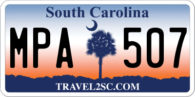 SC license plate MPA507