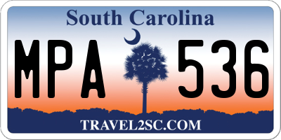 SC license plate MPA536