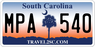 SC license plate MPA540