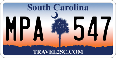 SC license plate MPA547