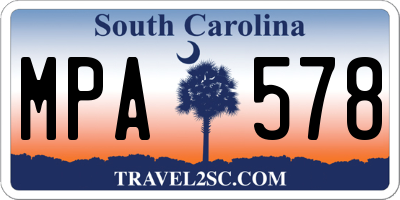 SC license plate MPA578