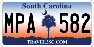 SC license plate MPA582