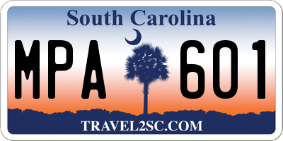 SC license plate MPA601