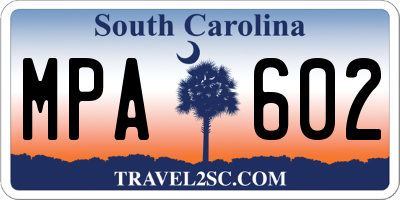 SC license plate MPA602