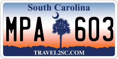 SC license plate MPA603