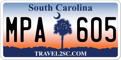SC license plate MPA605